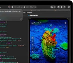 شاشة MacBook Pro تعرض تكامل مساعد ذكاء اصطناعي في Xcode‏