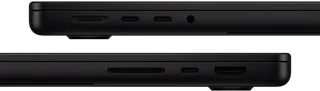 Showing the ports on MacBook Pro — left side: MagSafe, two Thunderbolt ports, and headphone jack — right side: SDXC, one Thunderbolt port, and HDMI