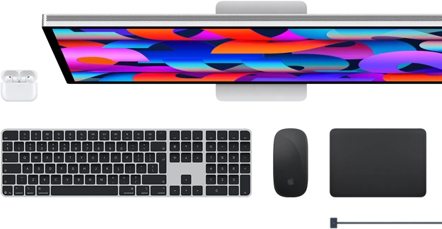 Mac accessories: AirPods, Studio Display, Magic Keyboard, Magic Mouse, Magic Trackpad, MagSafe charge cable