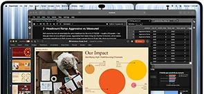 جهاز MacBook Pro مع شاشة PROLED XDR، لون أسود فلكي، الشاشة تعرض عرضاً تقديمياً يتم إنشاؤه في Microsoft PowerPoint باستخدام JupyterLab وTerminal لإنشاء محتوى