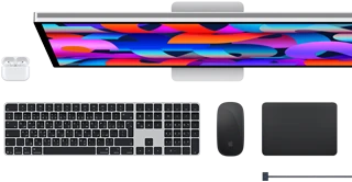 سماعات AirPods، شاشة Studio Display، لوحة مفاتيح ماجيك، ماجيك ماوس، لوحة تعقب ماجيك، كابل شحن MagSafe‏
