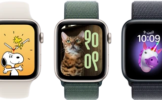 خيارات متنوعة لواجهات الساعة، تشمل الميموجي والصور والبورتريه وSnoopy‏ على ست ساعات Apple&nbsp;Watch‏